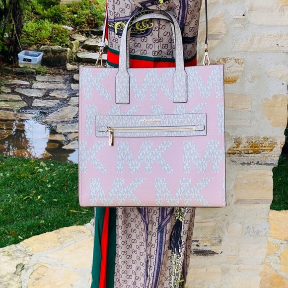NWT Michael Kors Lg Signature kenly tote PINK - Picture 1 of 9